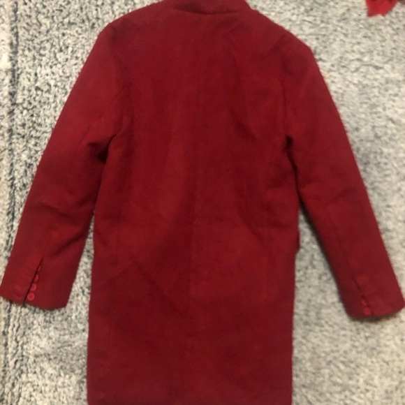 Wool Single Button Red Womens Mid Length Coat Size M in Excellent Used C… - Picture 3 of 9